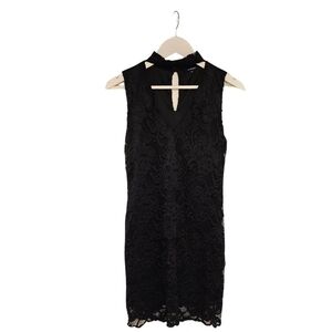 Black Lace Dress with Neck Collar